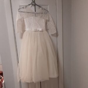 Elegant Lace Kids Dress in Cream